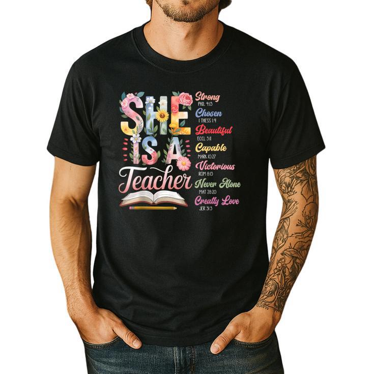 Women Bible Verse Christian Teacher God Says Back To School Men's Casual T-Shirt