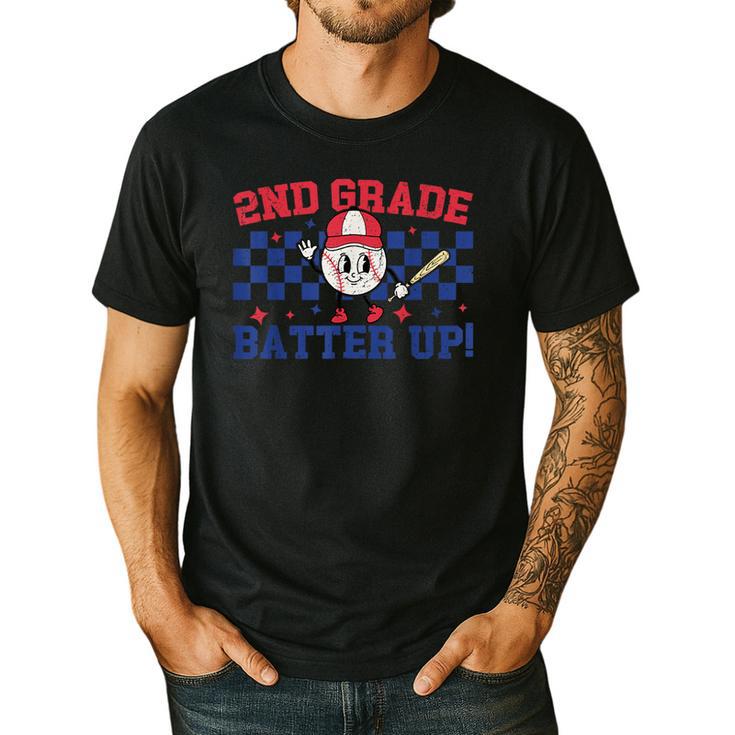 2nd Grade Batter Up Back To School Baseball Teacher Kids Men's Casual T-Shirt