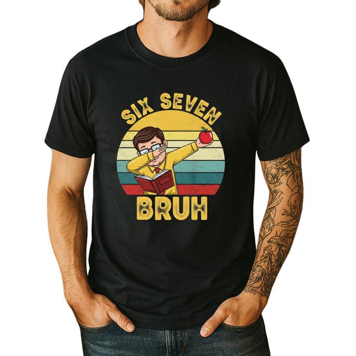67 Meme Six Seven Bruh Retro Dabbing Teacher School Men's Casual T-Shirt
