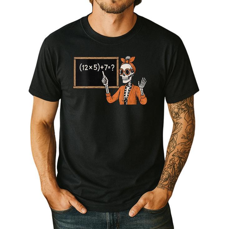 67 Teacher Halloween Skeleton Six Seven Meme Brainrot Math Men's Casual T-Shirt