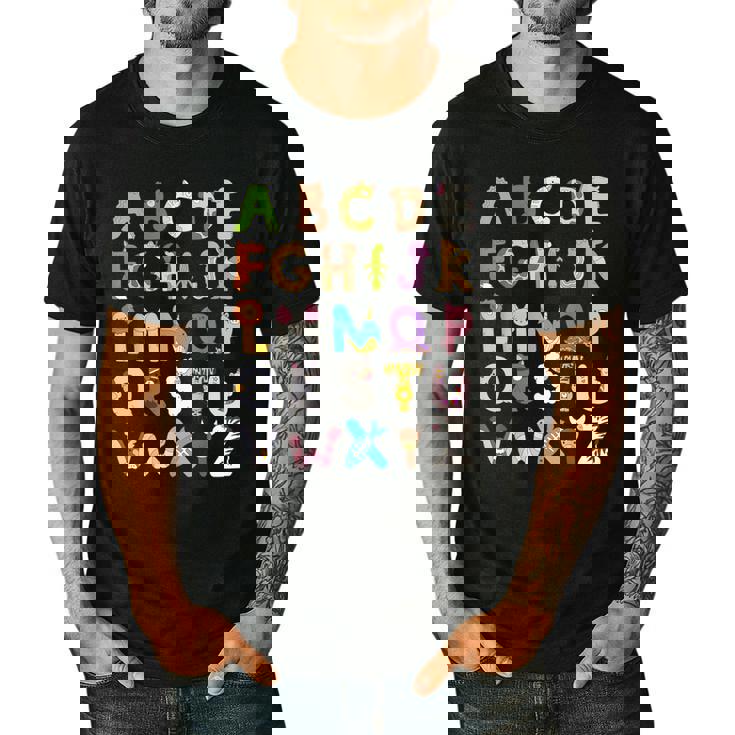 ABC Animals Alphabet Graphic Boys Girls Kindergarten Teacher Men&#x27;s Casual T-Shirt