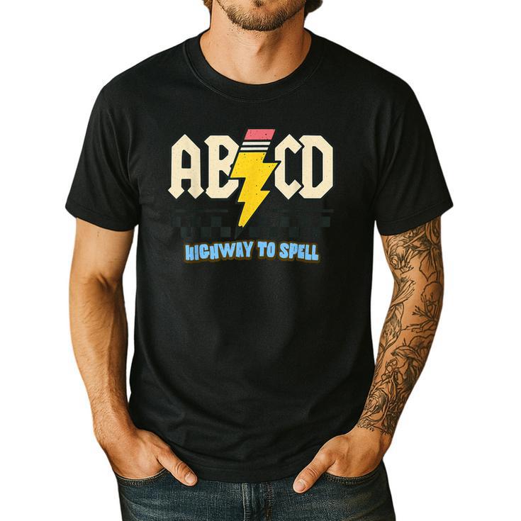ABCD Highway To Spell Pencil Teacher & Student Font Me Men's Casual T-Shirt