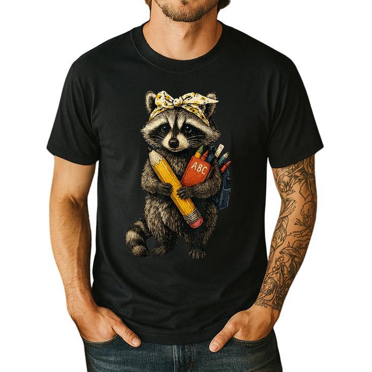 Back To School Raccoon Teachers Student Kids Men's Casual T-Shirt