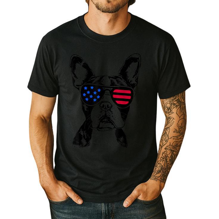 Boston Terrier Dog 4th July America USA Flag Men Women Kids Men's Casual T-Shirt