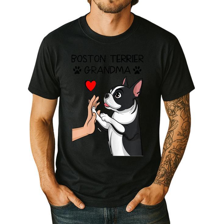 Boston Terrier Grandma Mother's Day Dog Mom Men's Casual T-Shirt