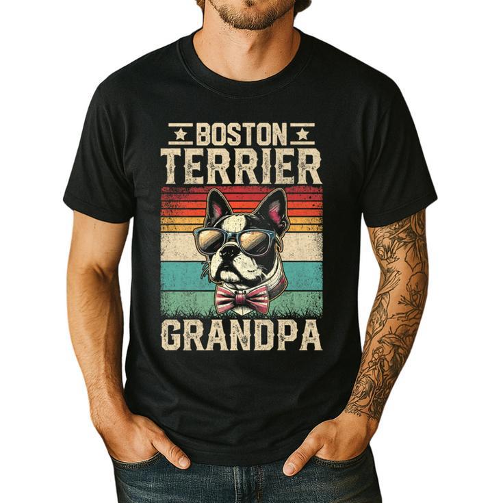 Boston Terrier Grandpa Dog Lover Father's Day Premium Men's Casual T-Shirt