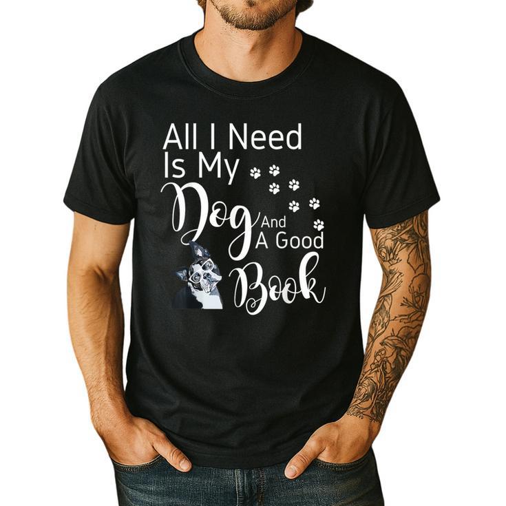 Boston Terrier Reading Books Love My Dog Men Women Kids T-Shirt Men's Casual T-Shirt