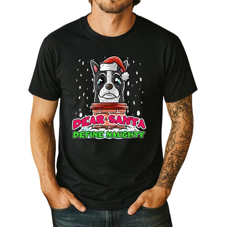 Boston Terrier Santa Claus Christmas Dog Men's Casual T-Shirt