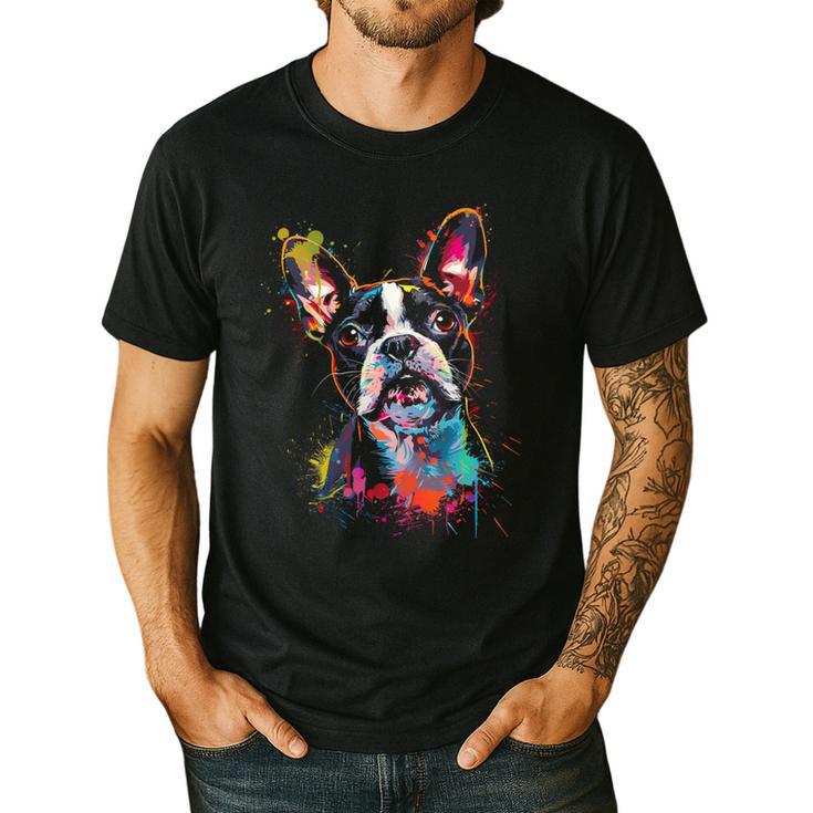 Boston Terrier Splash Men's Casual T-Shirt