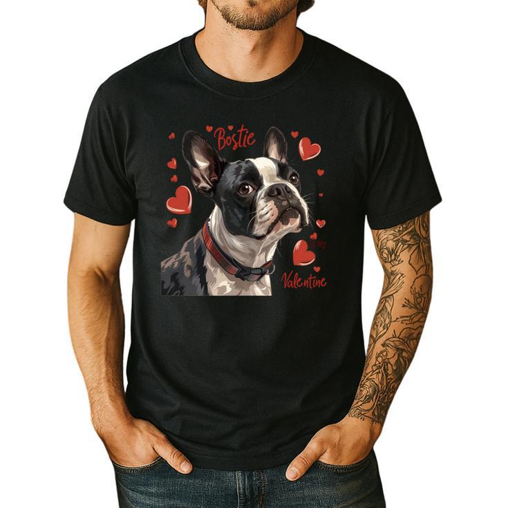 Boston Terrier Is My Valentine Cute Pet Dog Owner Valentine Men's Casual T-Shirt