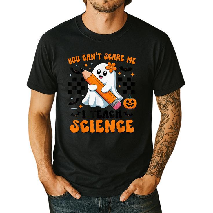You Can't Scare Me I Teach Science Retro Teacher Halloween Men's Casual T-Shirt