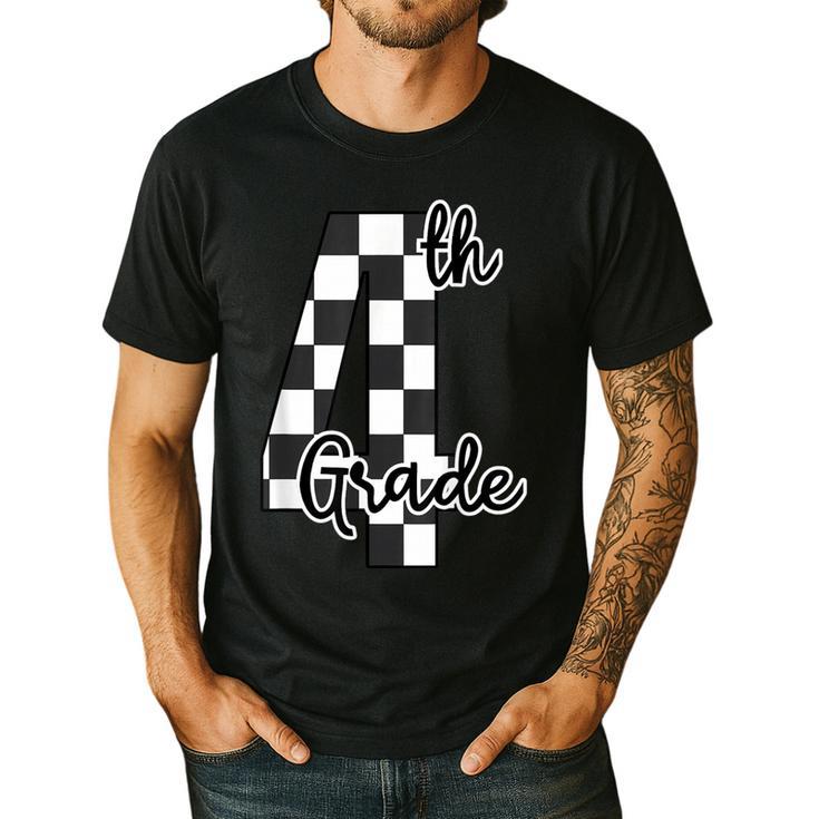 Checkered Fourth Grade Back To School Teachers Students Men's Casual T-Shirt