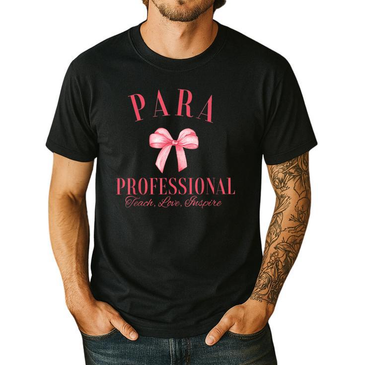 Coquette Bow Paraprofessional School Para Squad Teacher Aide Men's Casual T-Shirt