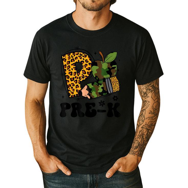 Cute Camo Pre K Back To School Teacher Kid Preschool Men's Casual T-Shirt