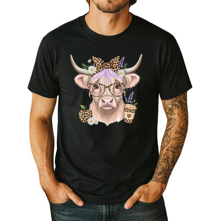Cute Floral Highland Cow Back To School For Women Teacher Men's Casual T-Shirt