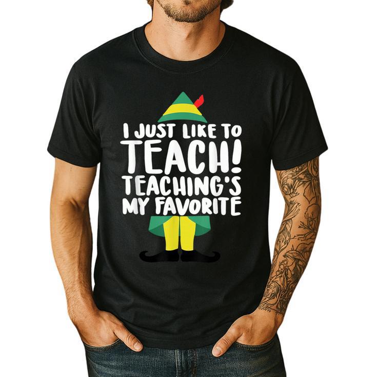 Duble2t I Just Like To Teach Teachings My Favorite Elf Teacher -Adults & -Kids Red Short Sleeve Men's Casual T-Shirt