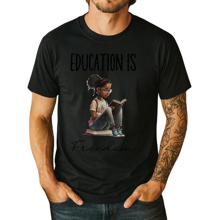 Education Is Freedom Teacher Books Black History Month Men's Casual T-Shirt
