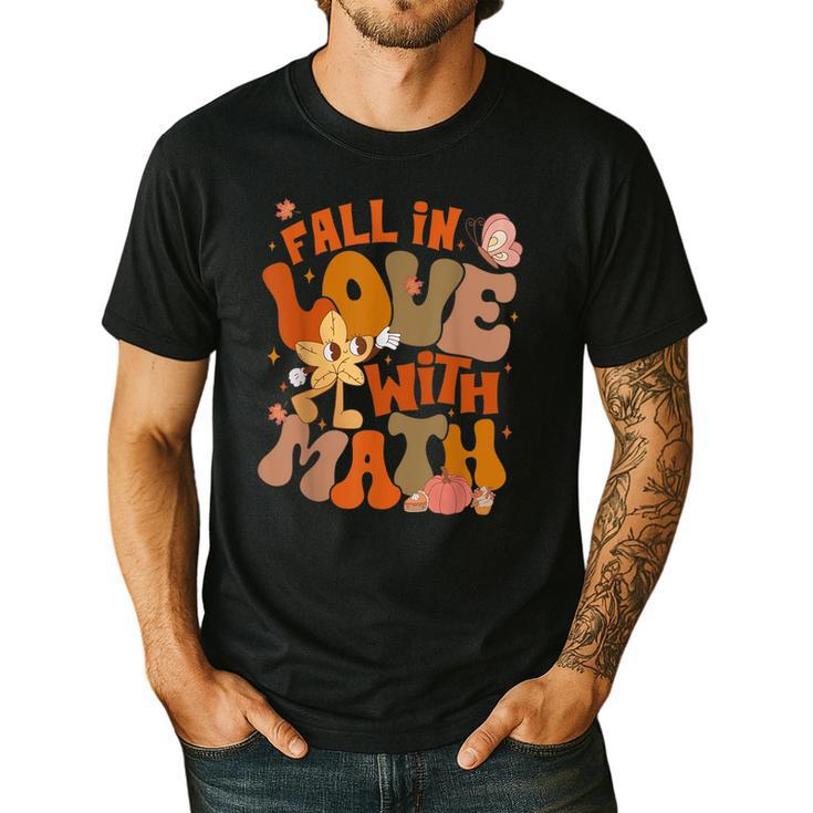 Fall In Love With Science Math Teacher Fall Thanksgiving Men's Casual T-Shirt