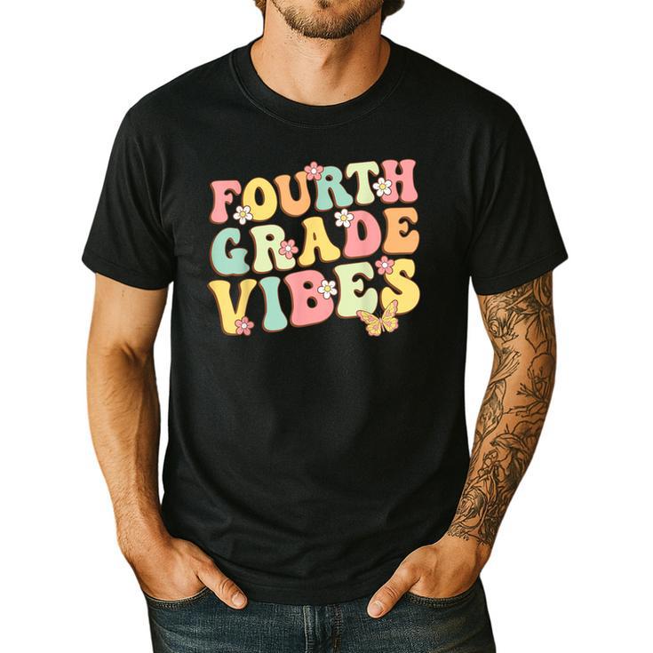 Fourth Grade Vibes Hello Team 4th Grade Teacher Kids Retro Men's Casual T-Shirt