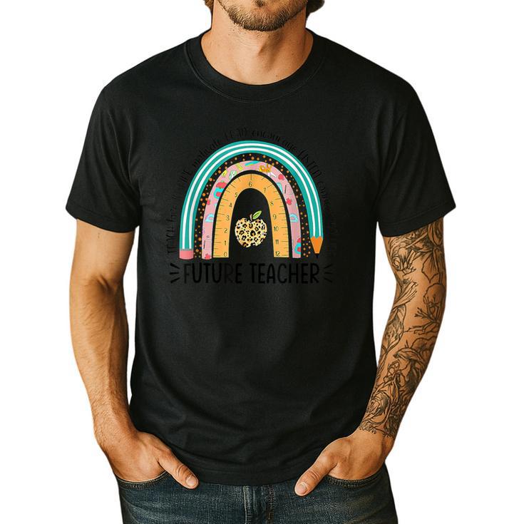 Future Teacher Cute Rainbow Leopard Teacher Outfit For Men Women Girls Kids Men's Casual T-Shirt