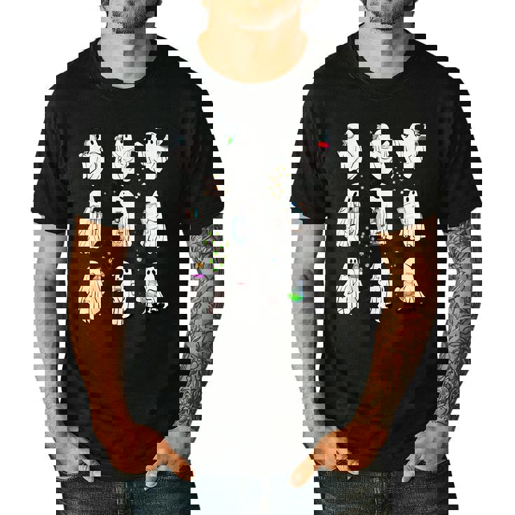 Ghost Science Teacher Chemistry Laboratory Halloween Costume Men&#x27;s Casual T-Shirt