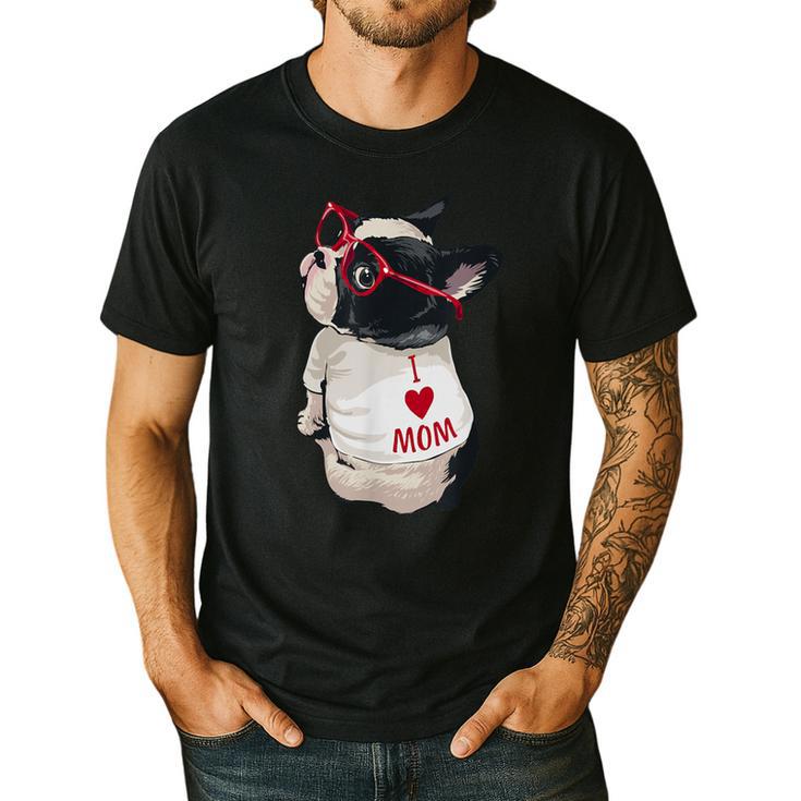 Girls I Heart Mom Love Mama Boston Terrier Dog Lover Men's Casual T-Shirt
