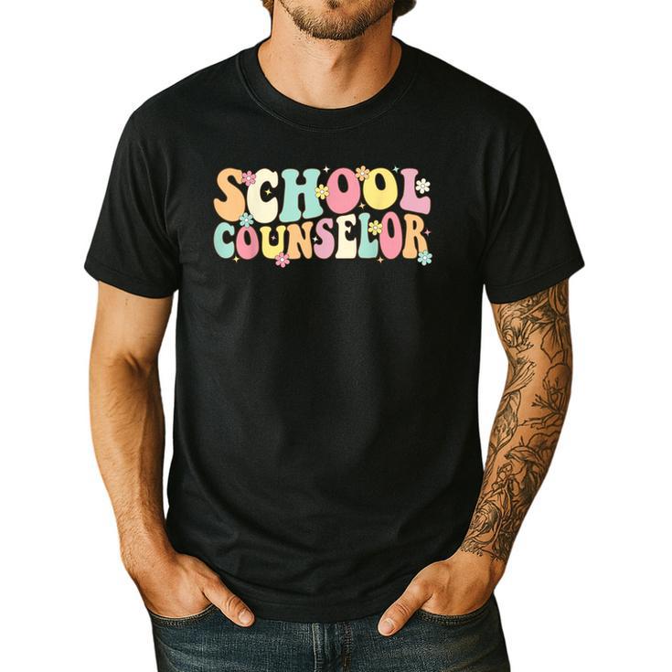 Groovy School Counselor Back To School Teacher Counseling Men's Casual T-Shirt