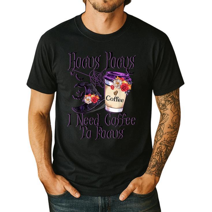 Hocus Pocus I Need Coffee To Focus Halloween Teacher Men's Casual T-Shirt