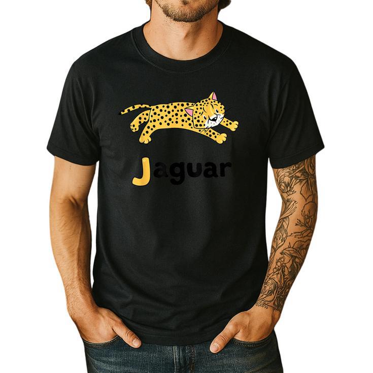 J Is For Jaguar ABC Alphabet T-Shirt For Teachers Students Men's Casual T-Shirt