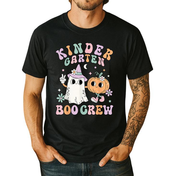 Kindergarten Boo Crew Halloween Floral Ghost Kinder Teacher Men's Casual T-Shirt