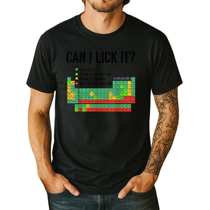 Can I Lick It Periodic Table Chart Science Teacher Men's Casual T-Shirt