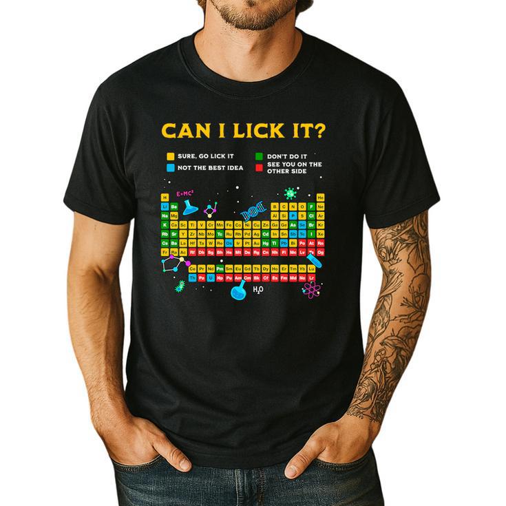 Can I Lick It Periodic Table Science Teacher Student Premium Tri-Blend Men's Casual T-Shirt