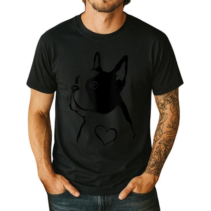 I Love My Boston Terrier Dog With Heart Men's Casual T-Shirt