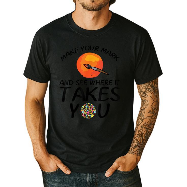 Make Mark Paintbrush International Dot Day Art Teacher Men's Casual T-Shirt
