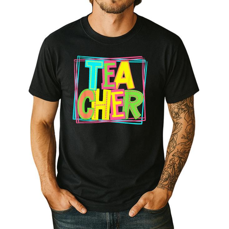 Neon Retro Teacher Cute Teacher Team New Teacher Back To Sch Men's Casual T-Shirt