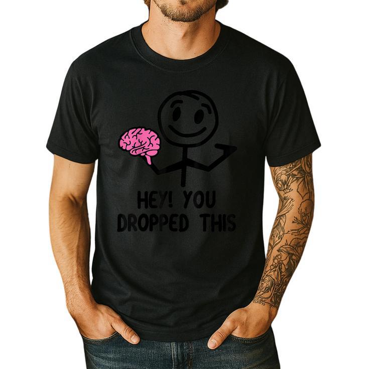Nerdy Hey You Dropped This Brain Math Teacher Men's Casual T-Shirt