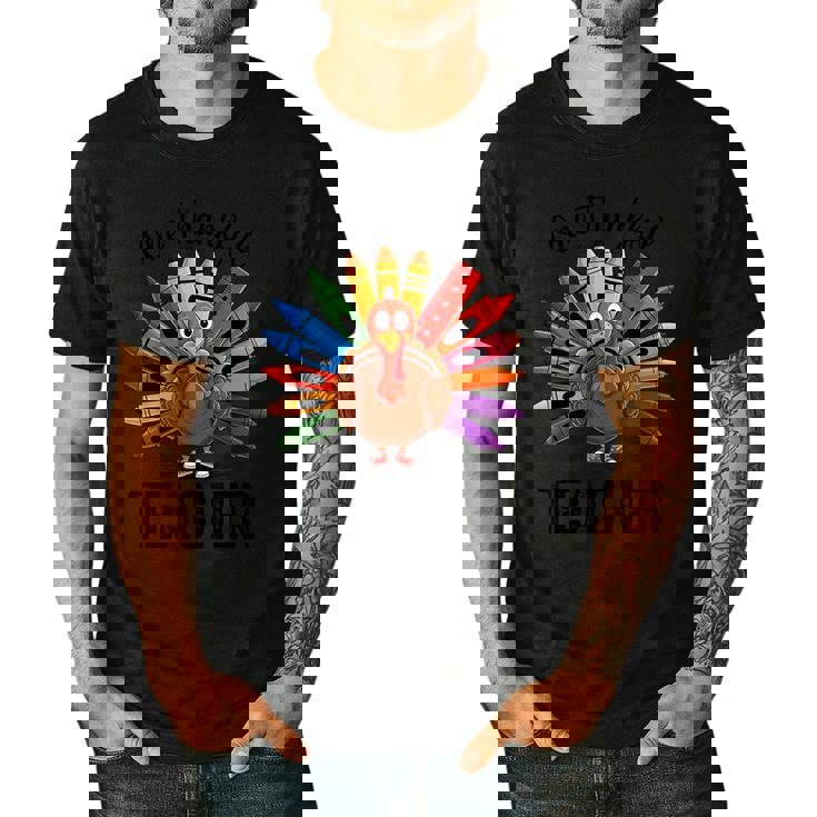 One Thankful Teacher Thanksgiving TurkeyCute Pencil Men&#x27;s Casual T-Shirt