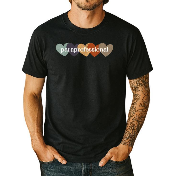 Paraprofessional Teacher Hearts Back To School Teach Rainbow Men Women Kids Men's Casual T-Shirt