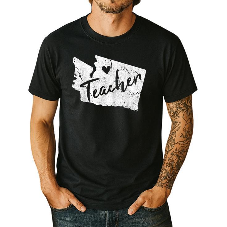 Red For Ed Washington Teacher T Shirts RedForEd Tee Shirt Men's Casual T-Shirt