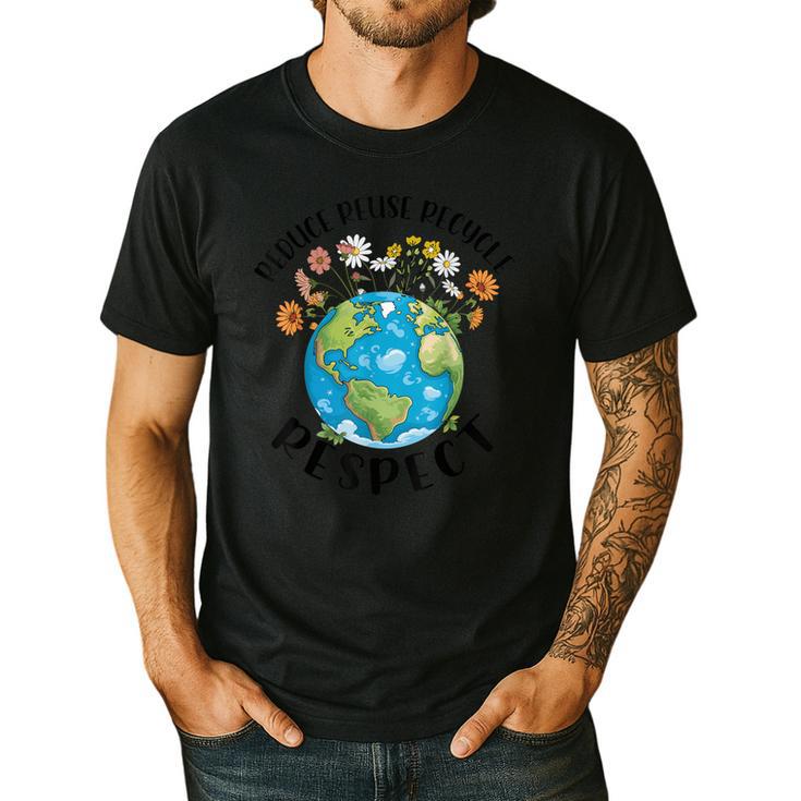 Reduce Reuse Recycle Respect Earth Day Teacher Girl Women Men's Casual T-Shirt