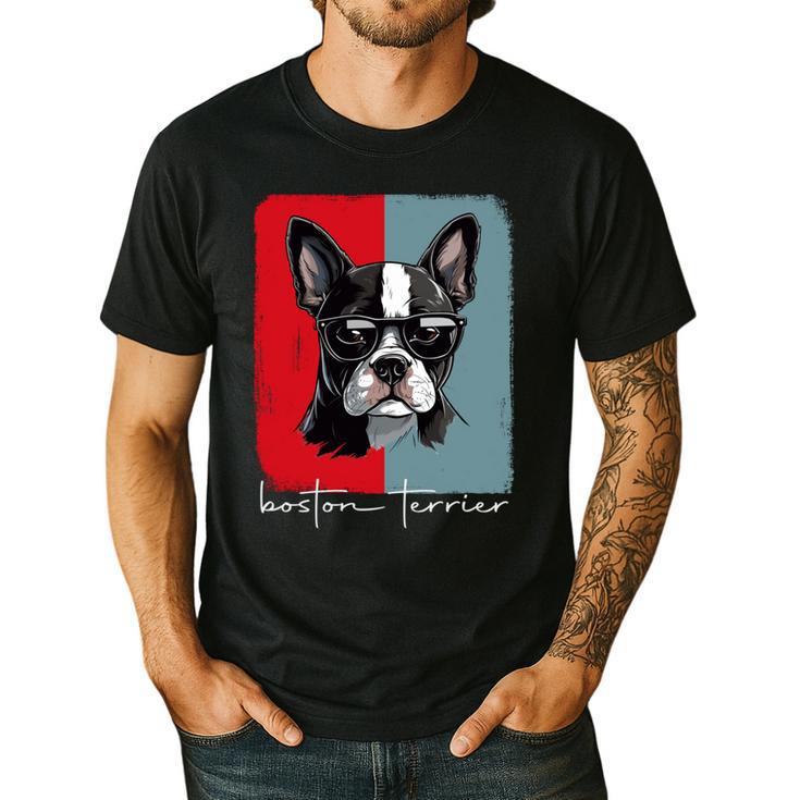 Retro Boston Terrier Dog Lover Bostie Mom Dad Dog Owner Men's Casual T-Shirt