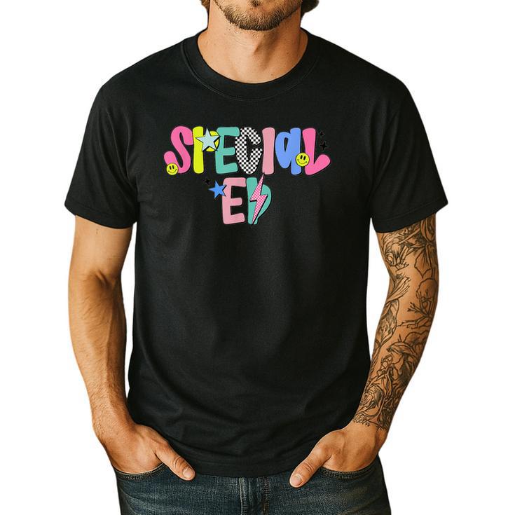 Retro Checkered Special Education Teacher Back To School Men's Casual T-Shirt