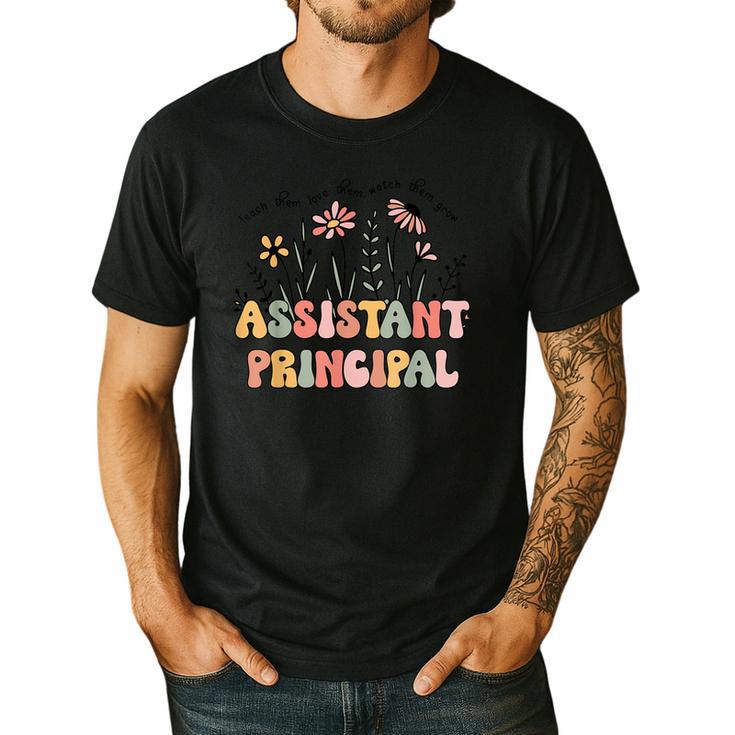 Retro Floral Assistant Principal Shirt For Teachers Day Men's Casual T-Shirt