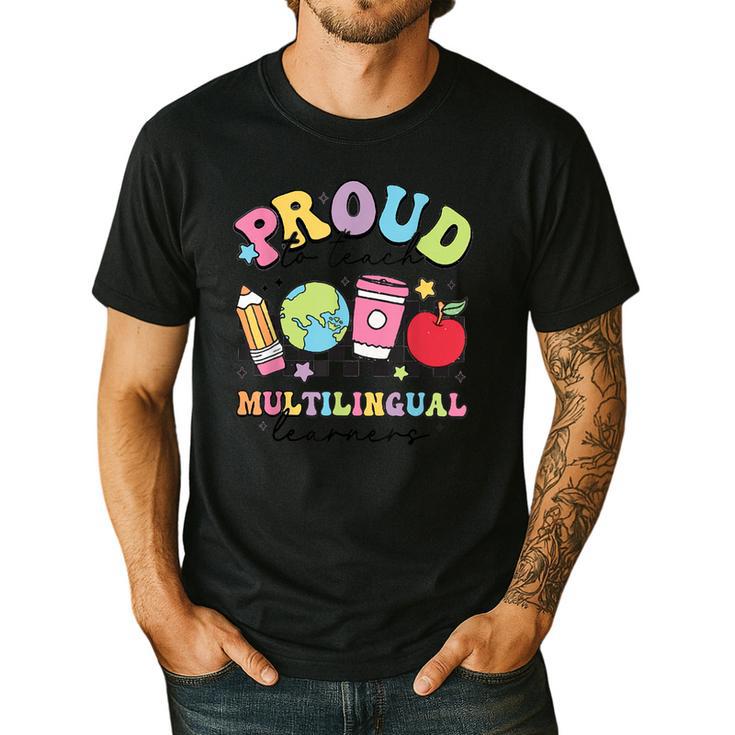 Retro Proud To Teach Multilingual Learners English Teacher Men's Casual T-Shirt