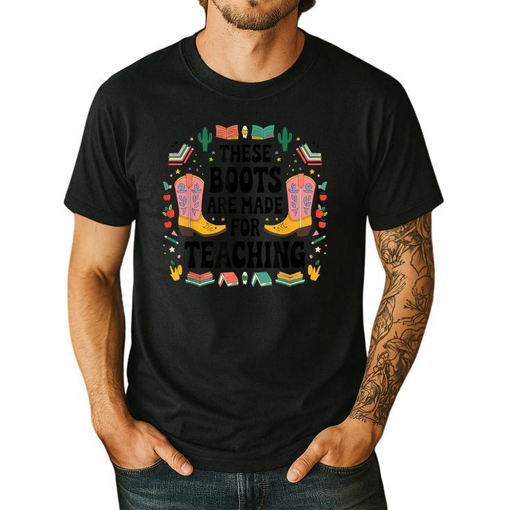 These Boots Are Made Teaching Western Cowboy Teacher Men's Casual T-Shirt