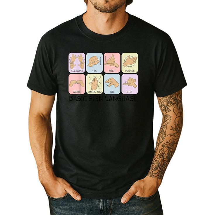 Basic Sign Language Speech Pathology Aac Sped Teacher Men's Casual T-Shirt