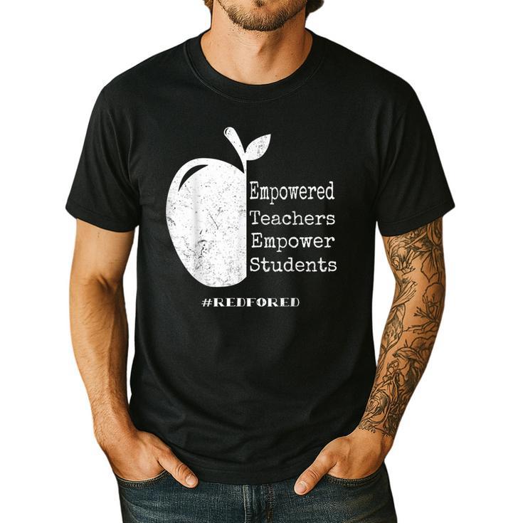 Teacher Empower Student Teacher Protest Supporter Red For Ed Men's Casual T-Shirt