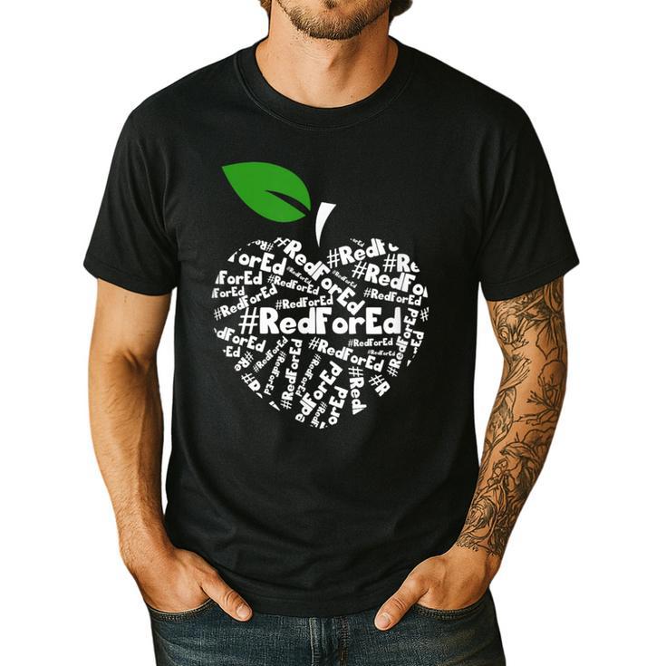 Teacher Shirt Red For Ed Teacher Protest Shirt T-Shirt Men's Casual T-Shirt