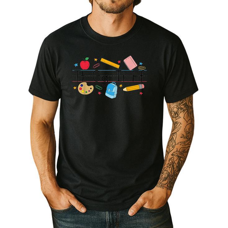 TGIF Teacher Alphabet Kindergarten Teacher Appreciation Men's Casual T-Shirt