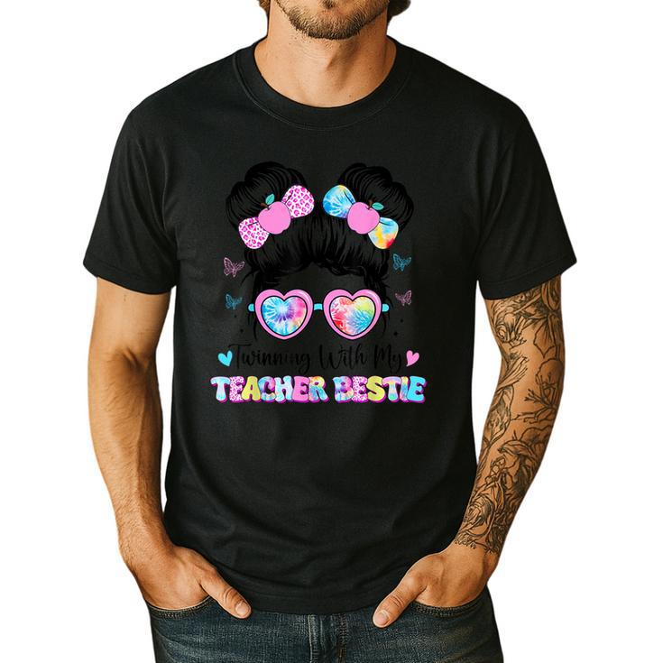 Twinning With My Teacher Bestie Twin Day Friends Teacher Men's Casual T-Shirt